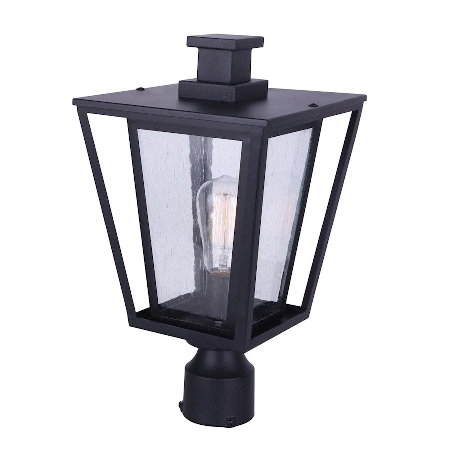 Canarm Grove 9in 1-Light Outdoor Post Light | Modern Matte Black | Driveway & Garden | 9 x 9 x 17 in | Model IOL483BK