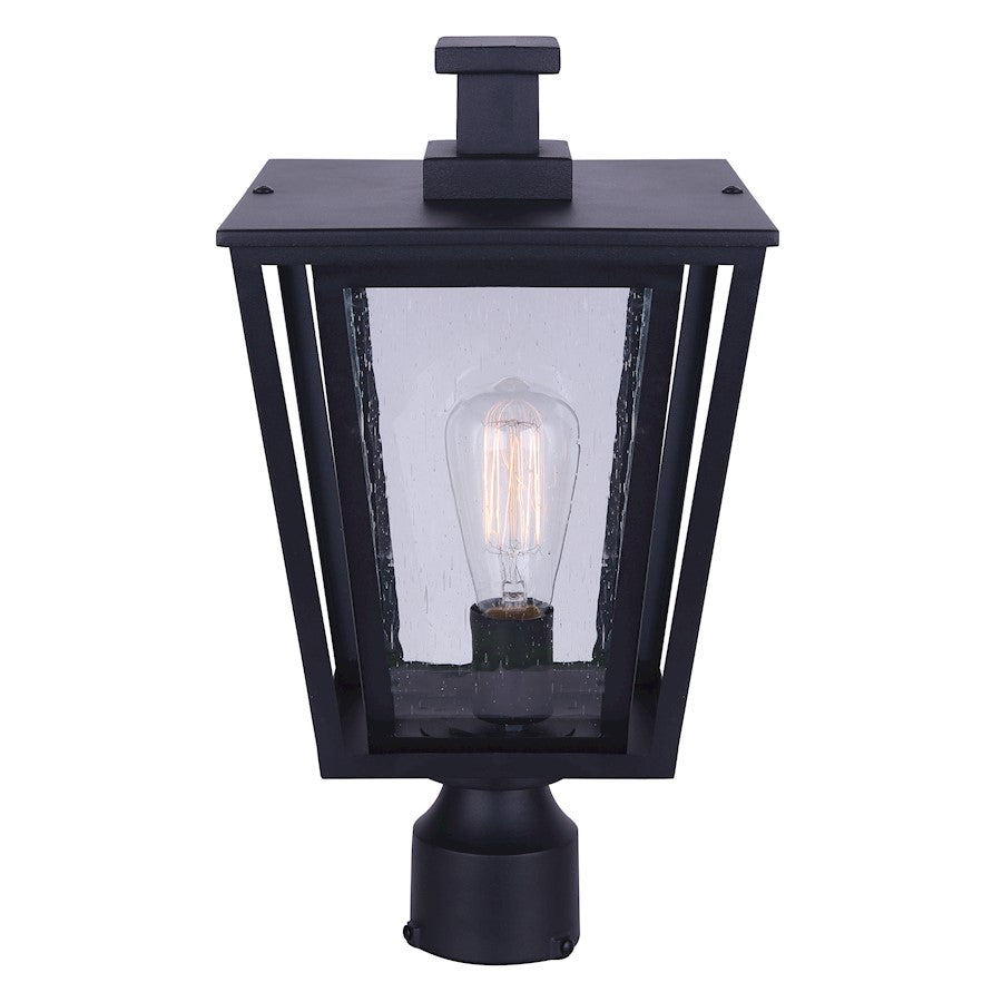 Canarm Grove 9in 1-Light Outdoor Post Light | Modern Matte Black | Driveway & Garden | 9 x 9 x 17 in | Model IOL483BK