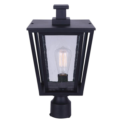 Canarm Grove 9in 1-Light Outdoor Post Light | Modern Matte Black | Driveway & Garden | 9 x 9 x 17 in | Model IOL483BK