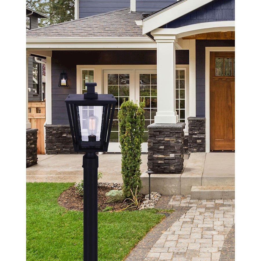 Canarm Grove 9in 1-Light Outdoor Post Light | Modern Matte Black | Driveway & Garden | 9 x 9 x 17 in | Model IOL483BK