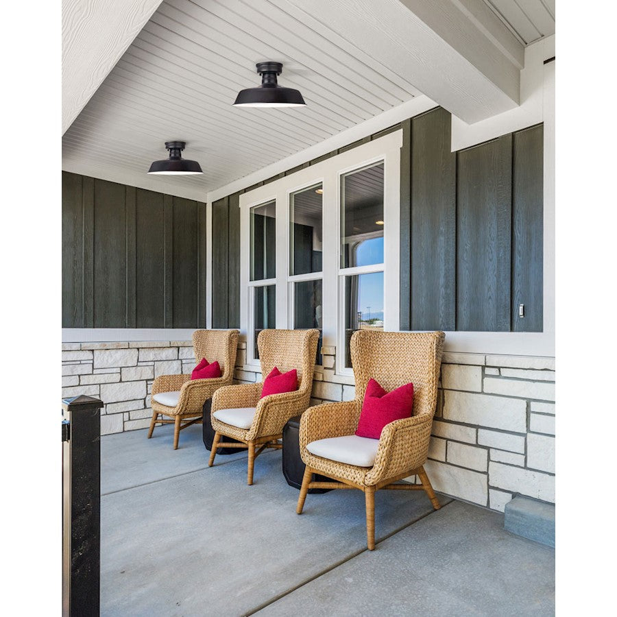 Canarm Rane 16in 1-Light Outdoor Sconce | Matte Black Metal | Porch & Patio | 16 x 16 x 8 in | Model IOL519BK