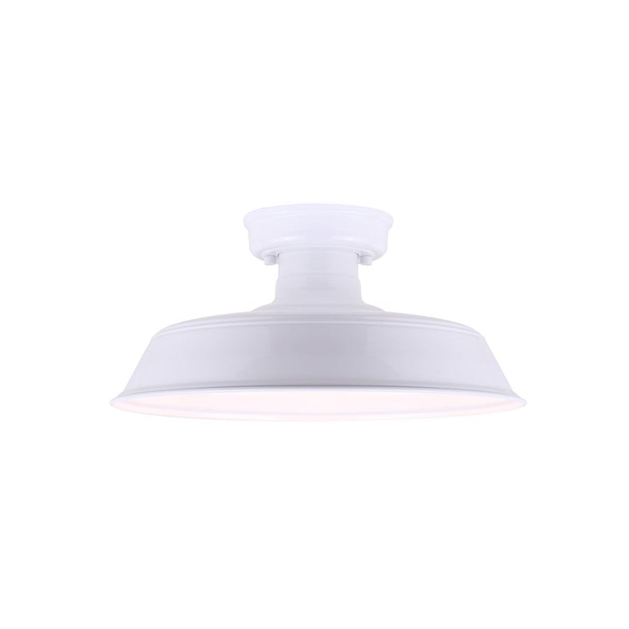 Canarm Rane 16in 1-Light Outdoor Flush Mount | Farmhouse Glossy White | Porch & Patio | 16 x 16 x 8 in | Model IOL519WH