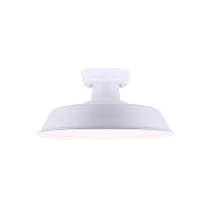 Canarm Rane 16in 1-Light Outdoor Flush Mount | Farmhouse Glossy White | Porch & Patio | 16 x 16 x 8 in | Model IOL519WH