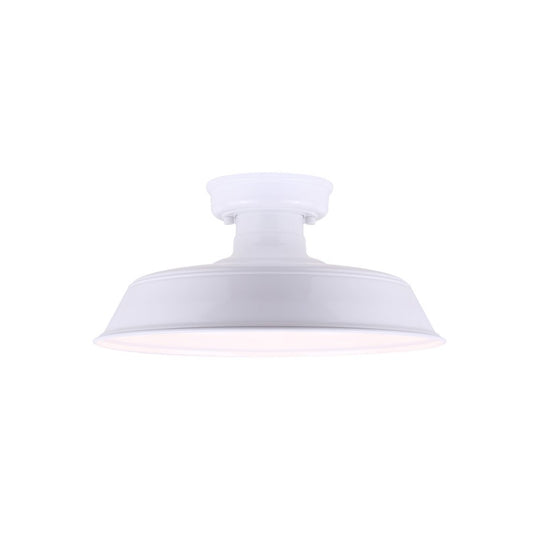 Canarm Rane 16in 1-Light Outdoor Flush Mount | Farmhouse Glossy White | Porch & Patio | 16 x 16 x 8 in | Model IOL519WH
