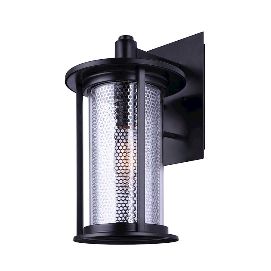 Canarm Julee 12in 1-Light Outdoor Downlight | Industrial Matte Black and Chrome | Entryway & Patio Wall | 12 x 12 x 18 in | Model IOL522BKC
