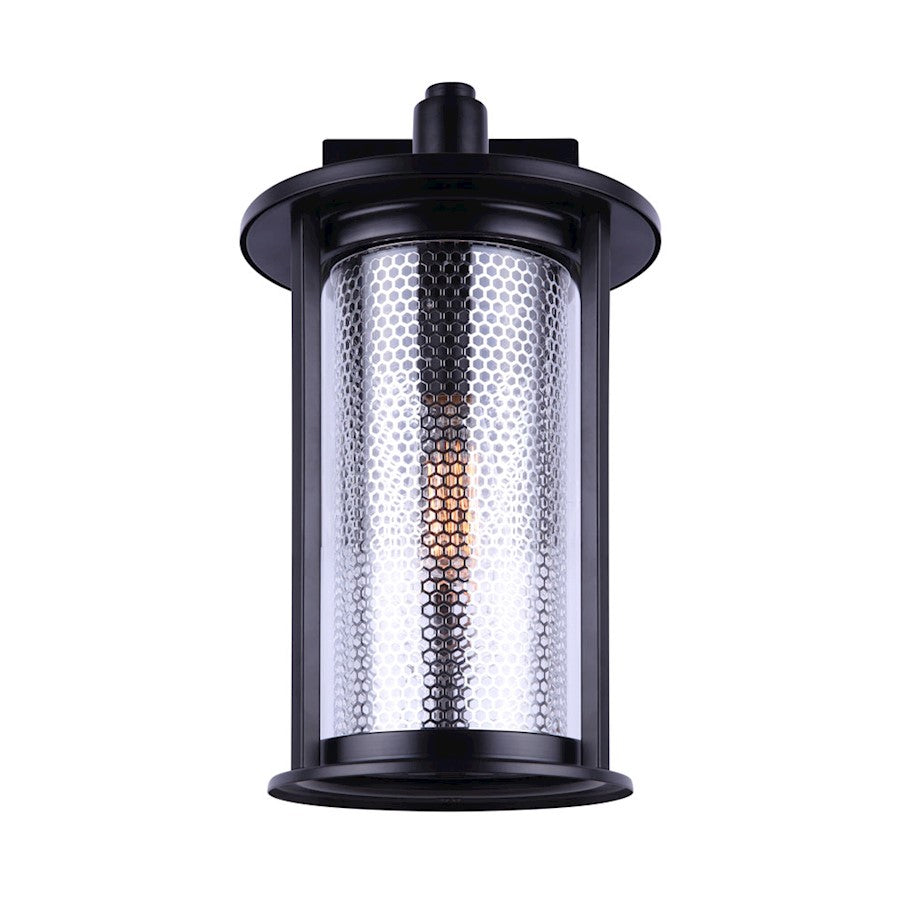 Canarm Julee 12in 1-Light Outdoor Downlight | Industrial Matte Black and Chrome | Entryway & Patio Wall | 12 x 12 x 18 in | Model IOL522BKC