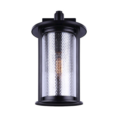 Canarm Julee 12in 1-Light Outdoor Downlight | Industrial Matte Black and Chrome | Entryway & Patio Wall | 12 x 12 x 18 in | Model IOL522BKC