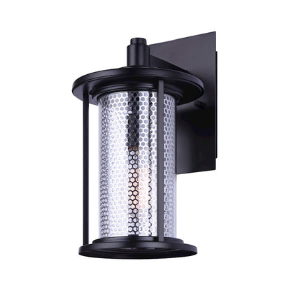 Canarm Julee 8in 1-Light Outdoor Downlight | Industrial Matte Black and Chrome | Entryway & Patio Wall | 8 x 10 x 15 in | Model IOL523BKC