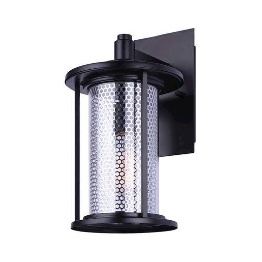 Canarm Julee 8in 1-Light Outdoor Downlight | Industrial Matte Black and Chrome | Entryway & Patio Wall | 8 x 10 x 15 in | Model IOL523BKC