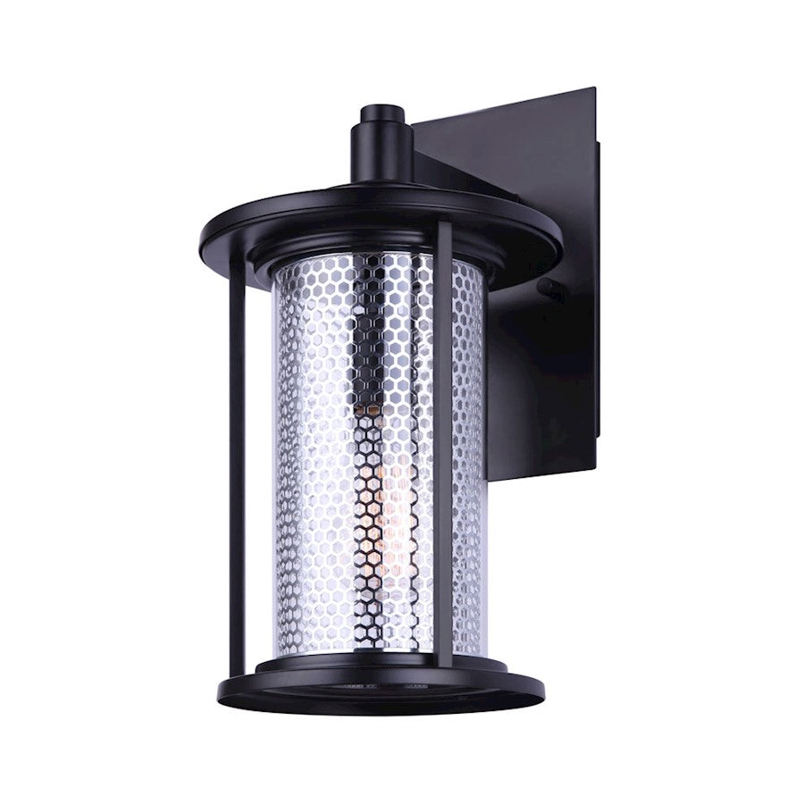 Canarm Julee 8in 1-Light Outdoor Downlight | Industrial Matte Black and Chrome | Entryway & Patio Wall | 8 x 10 x 15 in | Model IOL523BKC