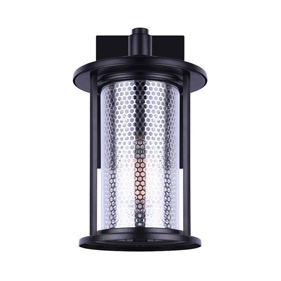 Canarm Julee 8in 1-Light Outdoor Downlight | Industrial Matte Black and Chrome | Entryway & Patio Wall | 8 x 10 x 15 in | Model IOL523BKC