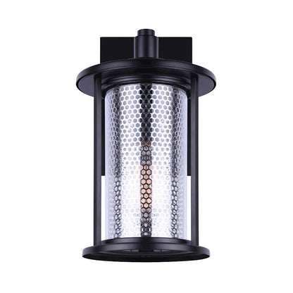 Canarm Julee 8in 1-Light Outdoor Downlight | Industrial Matte Black and Chrome | Entryway & Patio Wall | 8 x 10 x 15 in | Model IOL523BKC