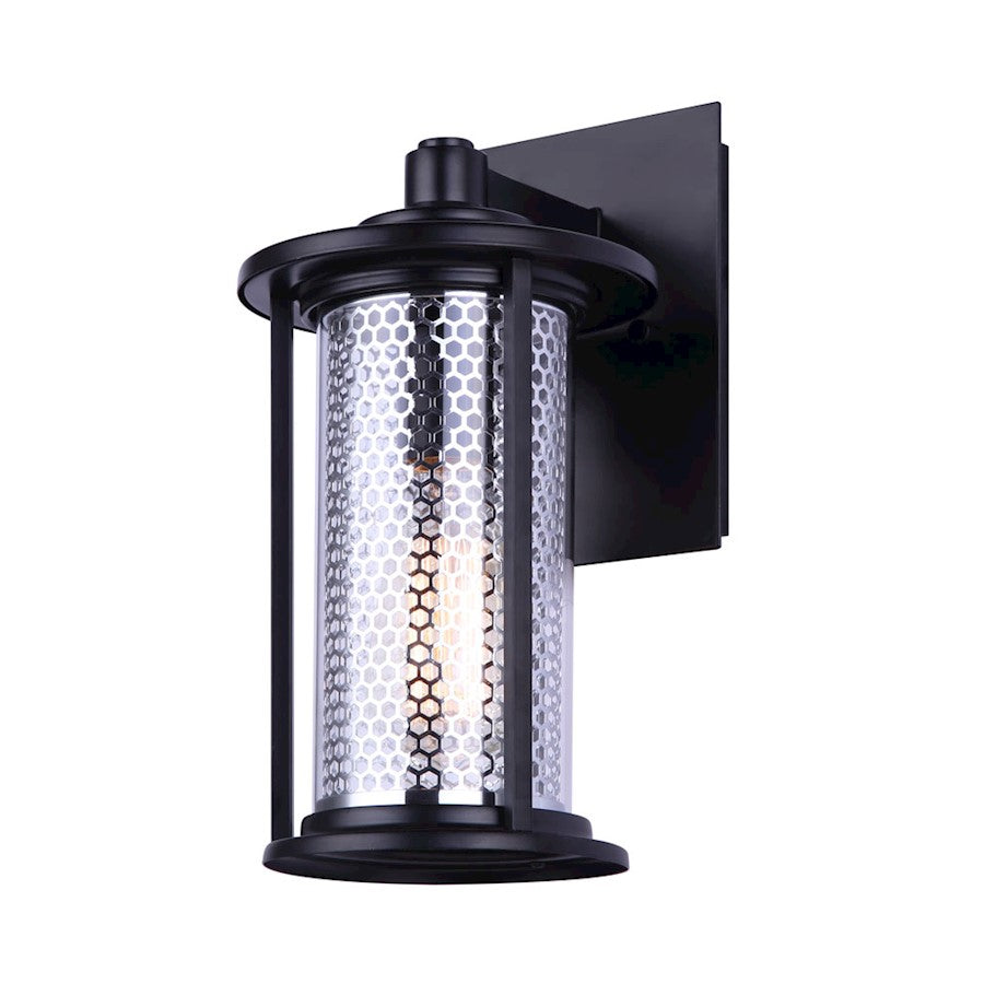 Canarm Julee 6.25in 1-Light Outdoor Down Light | Industrial Matte Black and Chrome Mesh Glass | Entryway & Patio | Model IOL524BKC