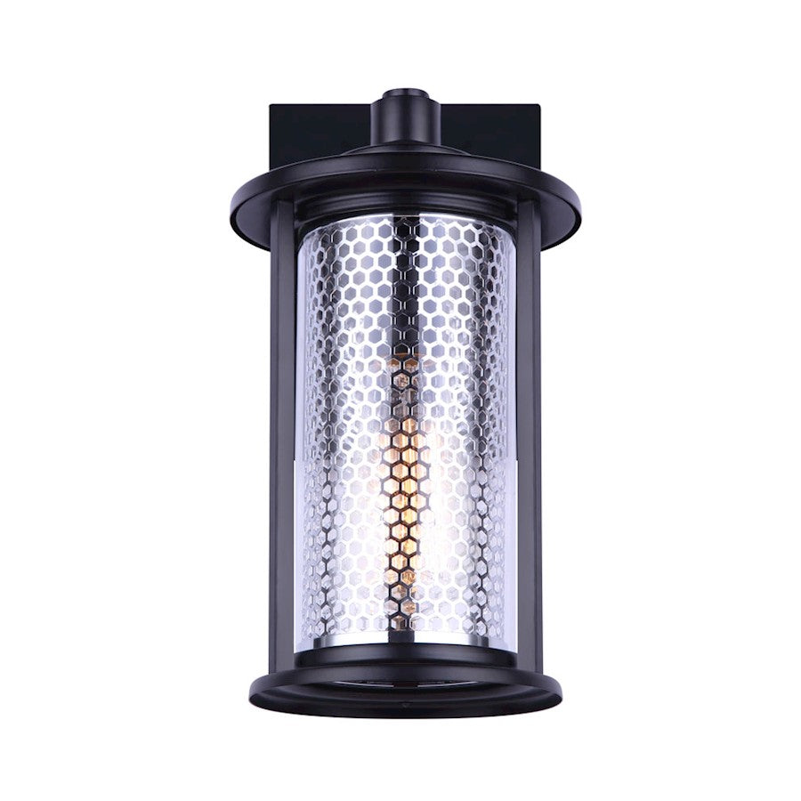Canarm Julee 6.25in 1-Light Outdoor Down Light | Industrial Matte Black and Chrome Mesh Glass | Entryway & Patio | Model IOL524BKC