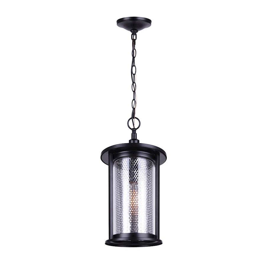 Canarm Julee 9.5in 1-Light Outdoor Pendant | Industrial Matte Black and Chrome Mesh Glass | Covered Patio & Entryway | Model IOL525BKC