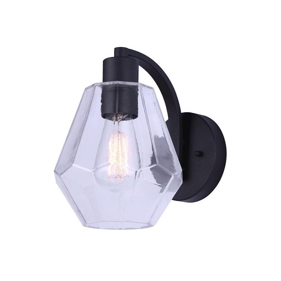 Canarm Dane 6.75in 1-Light Outdoor Down Light | Modern Black and Geometric Glass | Entryway & Patio | 9.25 x 6.75 x 9.75 in | Model IOL527BK