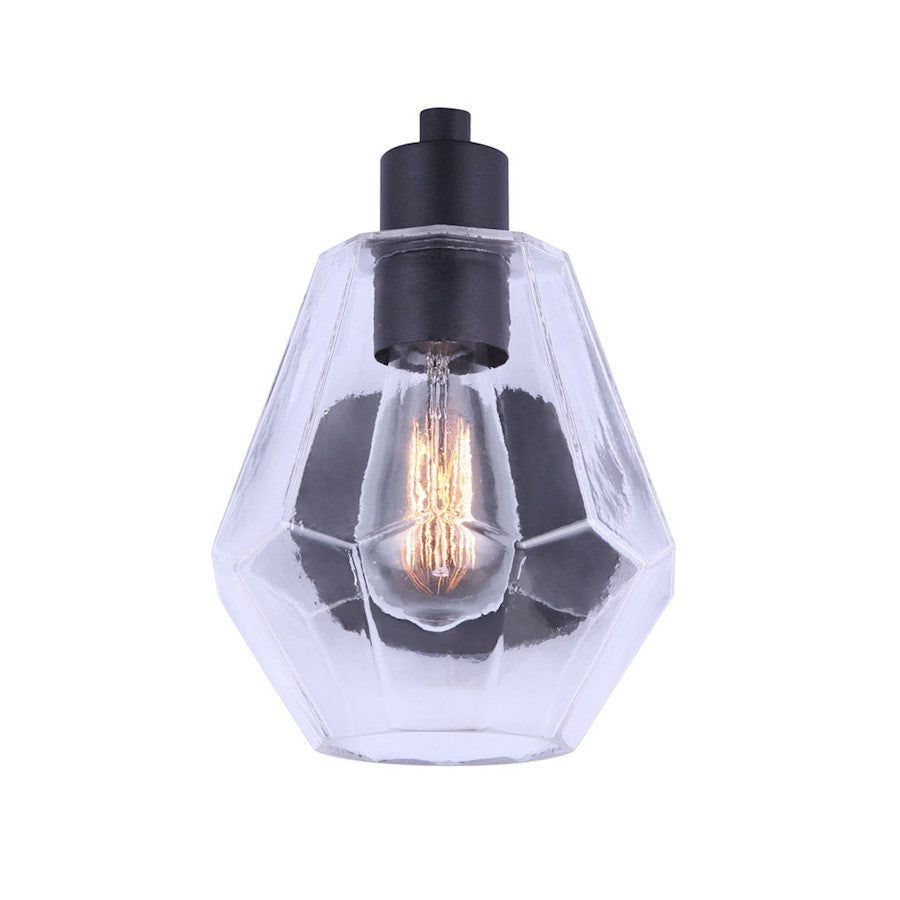 Canarm Dane 6.75in 1-Light Outdoor Down Light | Modern Black and Geometric Glass | Entryway & Patio | 9.25 x 6.75 x 9.75 in | Model IOL527BK