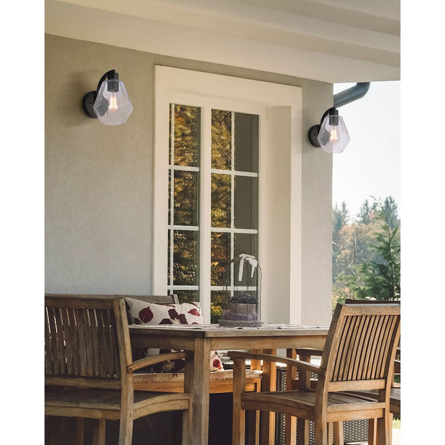 Canarm Dane 6.75in 1-Light Outdoor Down Light | Modern Black and Geometric Glass | Entryway & Patio | 9.25 x 6.75 x 9.75 in | Model IOL527BK