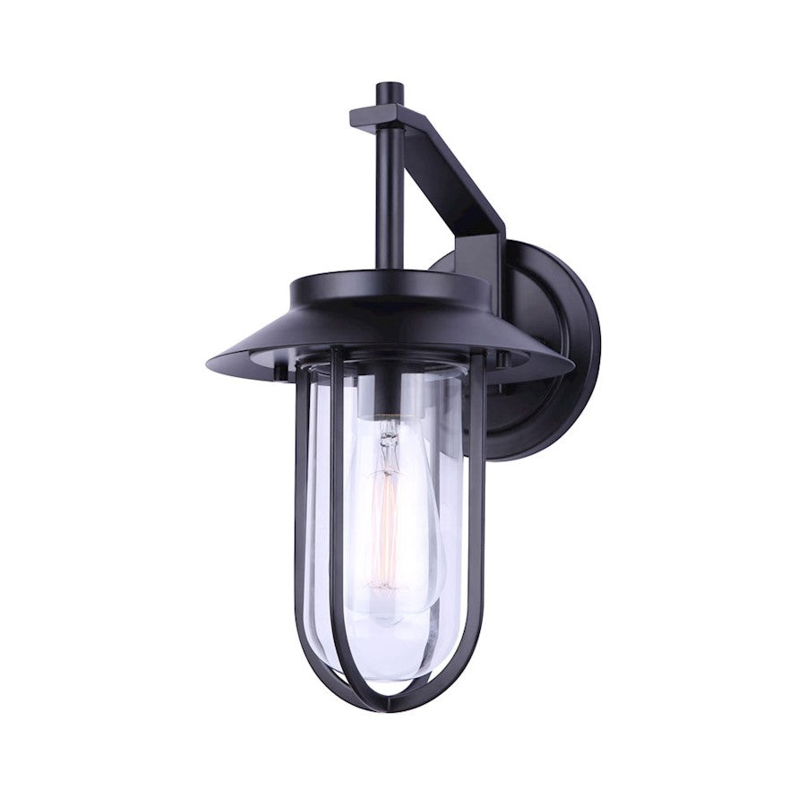 Canarm Navy 9in 1-Light Outdoor Down Light | Coastal Black and Clear Glass | Porch & Patio | 9.5 x 7.88 x 13.5 in | Model IOL531BK
