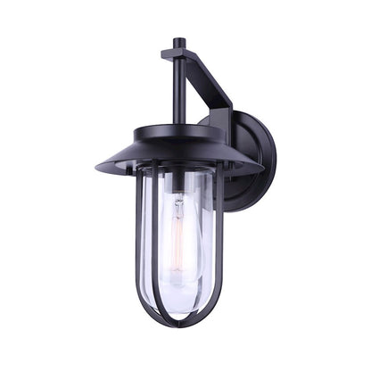 Canarm Navy 9in 1-Light Outdoor Down Light | Coastal Black and Clear Glass | Porch & Patio | 9.5 x 7.88 x 13.5 in | Model IOL531BK