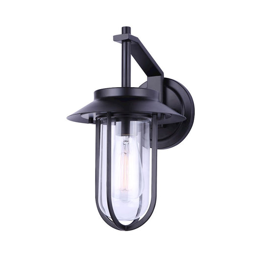 Canarm Navy 9in 1-Light Outdoor Down Light | Coastal Black and Clear Glass | Porch & Patio | 9.5 x 7.88 x 13.5 in | Model IOL531BK