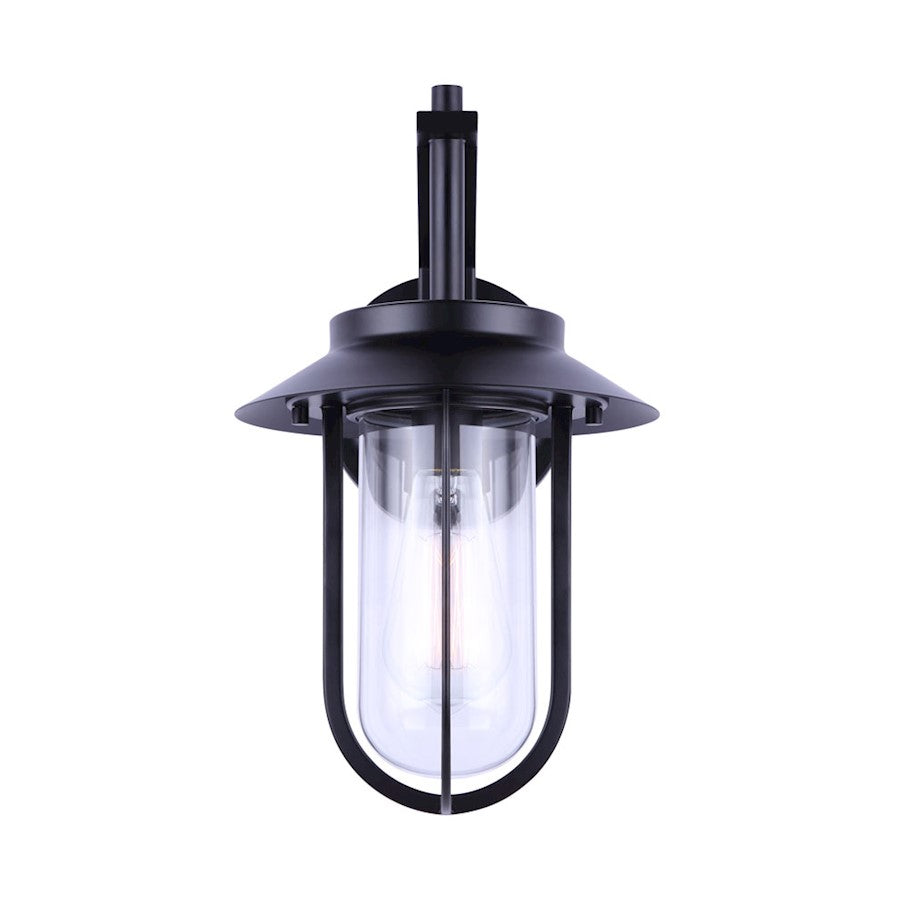 Canarm Navy 9in 1-Light Outdoor Down Light | Coastal Black and Clear Glass | Porch & Patio | 9.5 x 7.88 x 13.5 in | Model IOL531BK