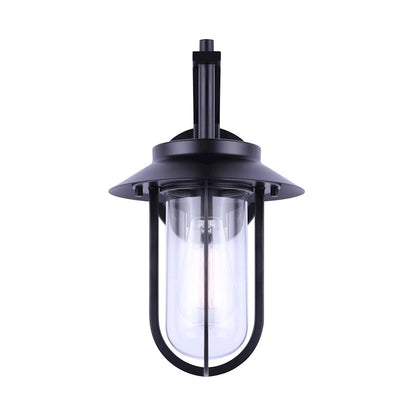 Canarm Navy 9in 1-Light Outdoor Down Light | Coastal Black and Clear Glass | Porch & Patio | 9.5 x 7.88 x 13.5 in | Model IOL531BK