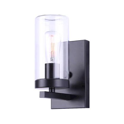 Canarm Jory 6in 1-Light Outdoor Down Light | Modern Farmhouse Matte Black and Clear Glass | Porch & Garage | 5.5 x 4.25 x 9 in | Model IOL537BK