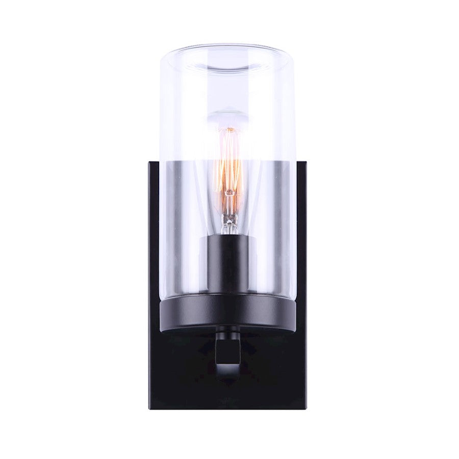 Canarm Jory 6in 1-Light Outdoor Down Light | Modern Farmhouse Matte Black and Clear Glass | Porch & Garage | 5.5 x 4.25 x 9 in | Model IOL537BK