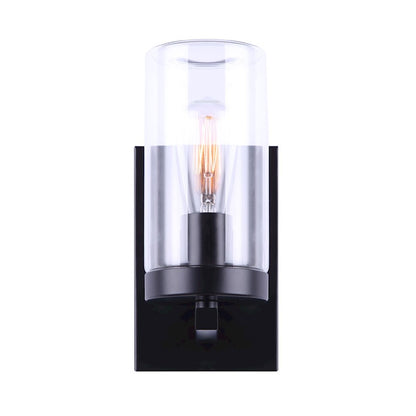 Canarm Jory 6in 1-Light Outdoor Down Light | Modern Farmhouse Matte Black and Clear Glass | Porch & Garage | 5.5 x 4.25 x 9 in | Model IOL537BK