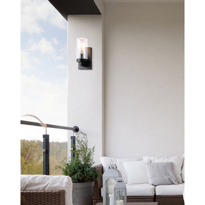 Canarm Jory 6in 1-Light Outdoor Down Light | Modern Farmhouse Matte Black and Clear Glass | Porch & Garage | 5.5 x 4.25 x 9 in | Model IOL537BK