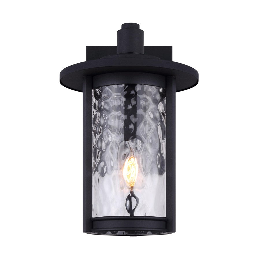 Canarm Leon 11in 1-Light Outdoor Lantern | Traditional Black and Watermark Glass | Porch & Walkway | 9.5 x 11.38 x 14.5 in | Model IOL567BK