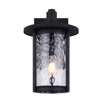 Canarm Leon 11in 1-Light Outdoor Lantern | Traditional Black and Watermark Glass | Porch & Walkway | 9.5 x 11.38 x 14.5 in | Model IOL567BK