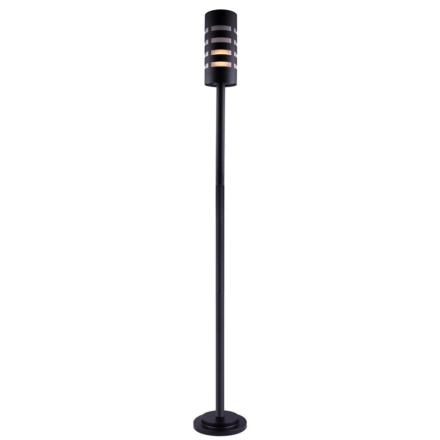 Canarm Tayla 1-Light 62in Outdoor Post Lantern | Modern Black and Frosted Glass | Driveway & Patio | 9 x 9 x 62 in | Model IOL571BK