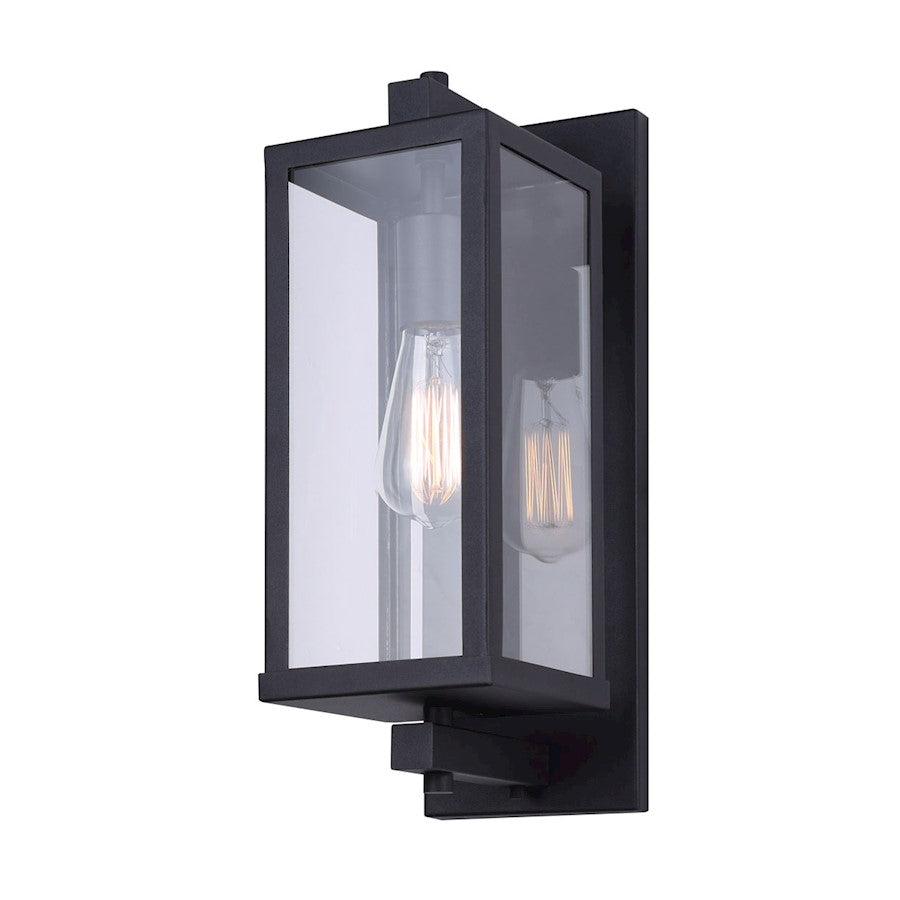 Canarm Kellan 1-Light Outdoor Down Light | Black Metal and Clear Glass | Entryway & Patio Wall | 5 x 8 x 16 in | Model IOL572BK