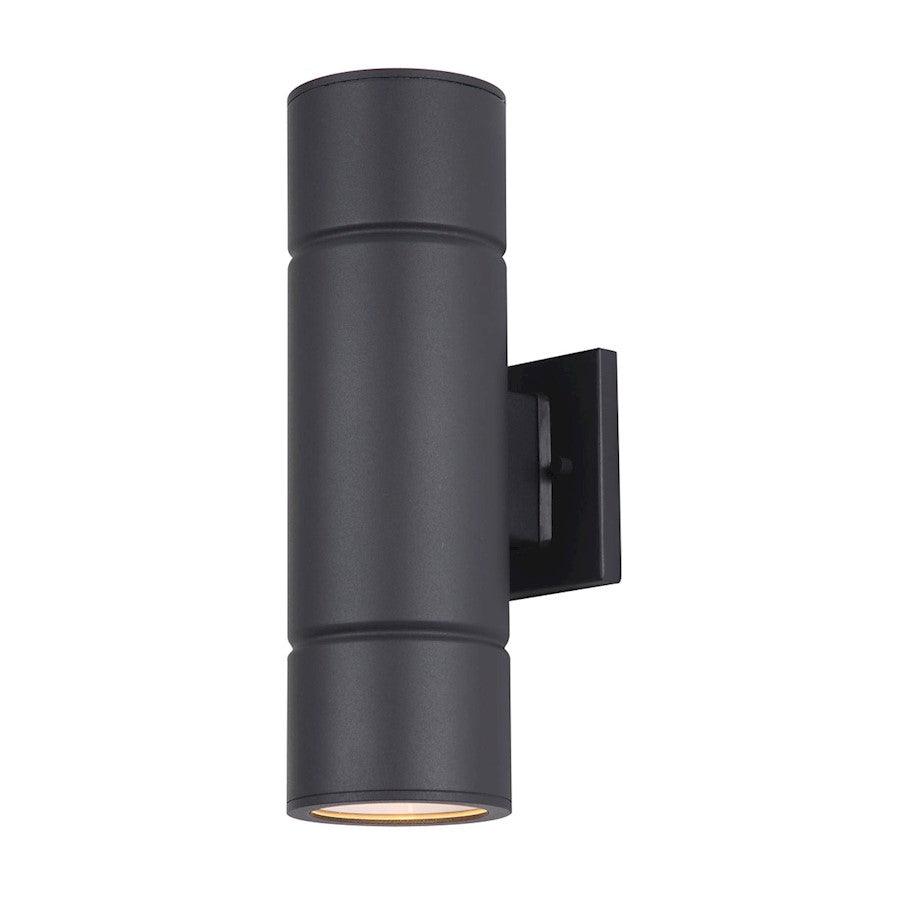 Canarm Taylin 2-Light Outdoor Up/Down Light | Black Metal and Clear Glass | Entryway & Patio Wall | 4 x 6 x 13 in | Model IOL573BK