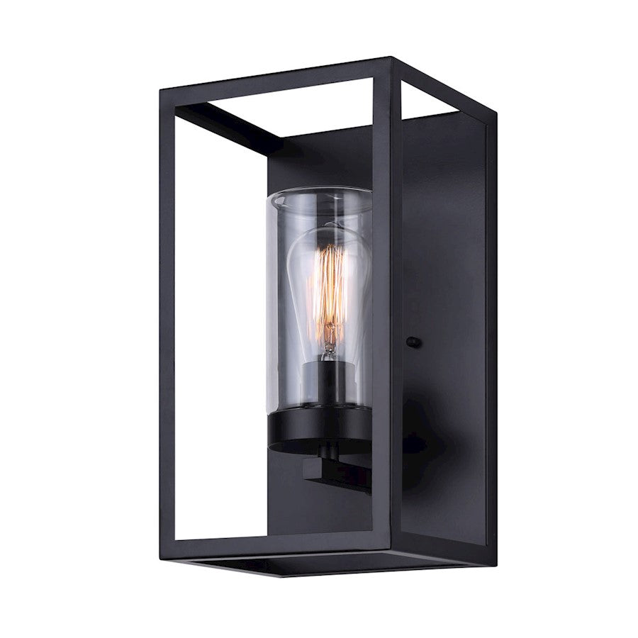 Canarm Kace 1-Light Outdoor Up Light | Matte Black Metal & Clear Glass | Entryway & Patio Wall Light | 7.5 x 6.75 x 14 in | Model IOL576BK