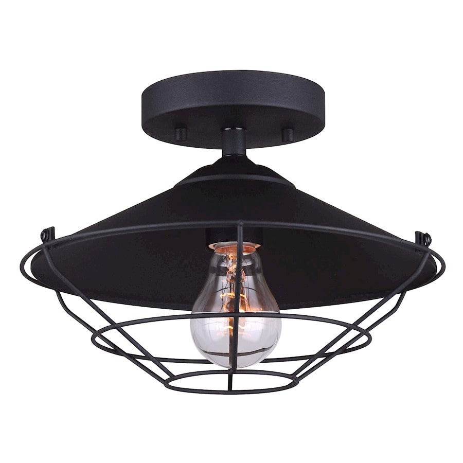 Canarm Briggs 11in 1-Light Outdoor Flush Mount | Black Metal | Entryway & Patio | 10.62 x 10.62 x 7.5 in | Model IOL583BK