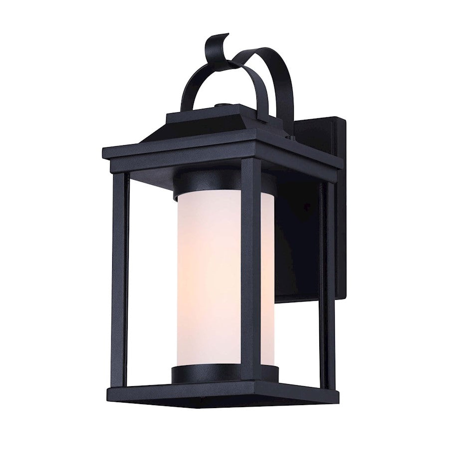 Canarm Kora 13in 1-Light Outdoor Down Light | Black Metal and Flat Opal Glass | Entryway & Patio | 8.62 x 6.25 x 13.38 in | Model IOL584BK