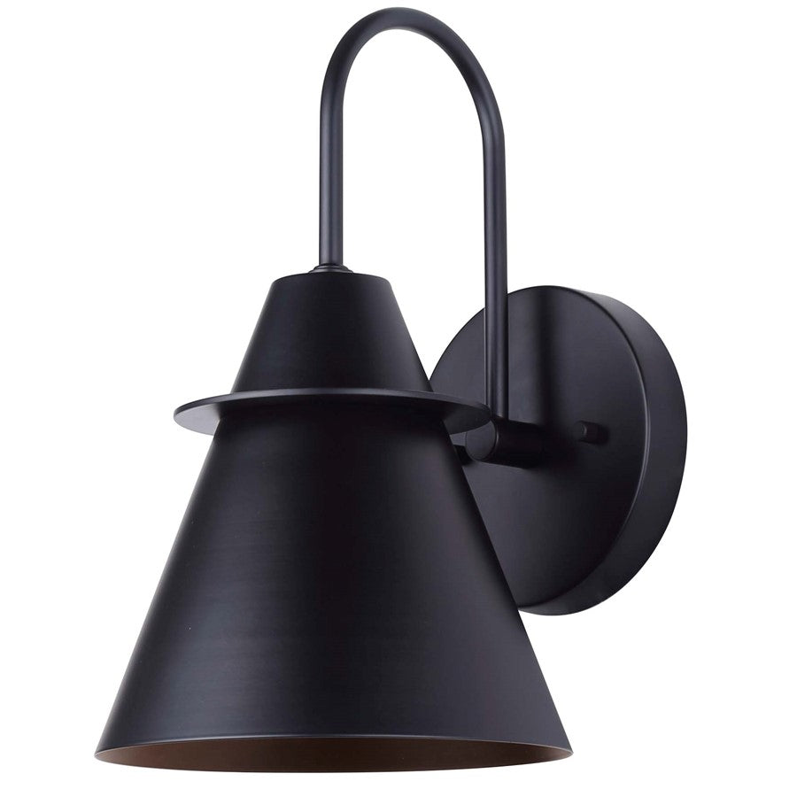 Canarm Marloe 8in 1-Light Outdoor Lantern | Modern Matte Black Steel | Entryway & Patio | 7 x 8.5 x 11.5 in | Model IOL596BK