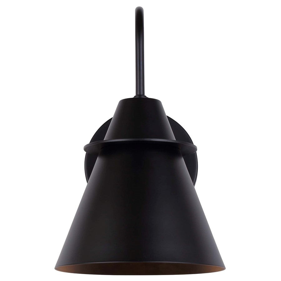 Canarm Marloe 8in 1-Light Outdoor Lantern | Modern Matte Black Steel | Entryway & Patio | 7 x 8.5 x 11.5 in | Model IOL596BK