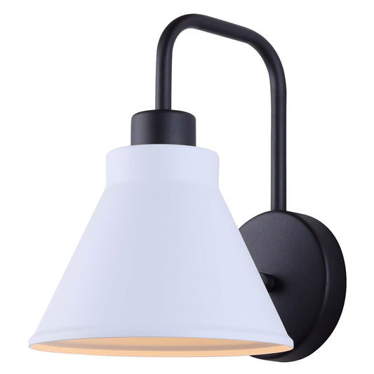 Canarm Penn 8in 1-Light Outdoor Lantern | Modern White Steel | Entryway & Patio | 7.75 x 9.5 x 10.38 in | Model IOL599BWH