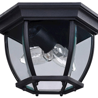 Canarm Foyer 11in 2-Light Outdoor Wall Sconce | Black Steel and Clear Glass | Entryway & Patio | 11 x 11 x 7 in | Model IOL60BK