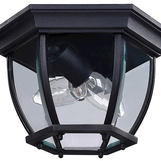 Canarm Foyer 11in 2-Light Outdoor Wall Sconce | Black Steel and Clear Glass | Entryway & Patio | 11 x 11 x 7 in | Model IOL60BK