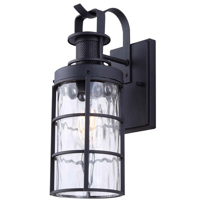 Canarm Winslet 15in 1-Light Outdoor Lantern | Black Metal and Watermark Glass | Entryway & Porch | 5 x 7 x 15 in | Model IOL610BK