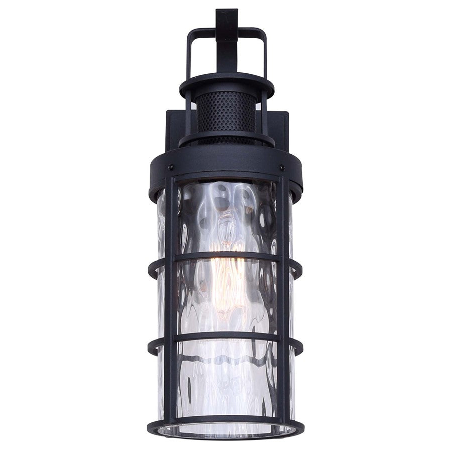 Canarm Winslet 15in 1-Light Outdoor Lantern | Black Metal and Watermark Glass | Entryway & Porch | 5 x 7 x 15 in | Model IOL610BK