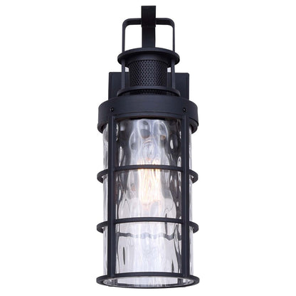 Canarm Winslet 15in 1-Light Outdoor Lantern | Black Metal and Watermark Glass | Entryway & Porch | 5 x 7 x 15 in | Model IOL610BK