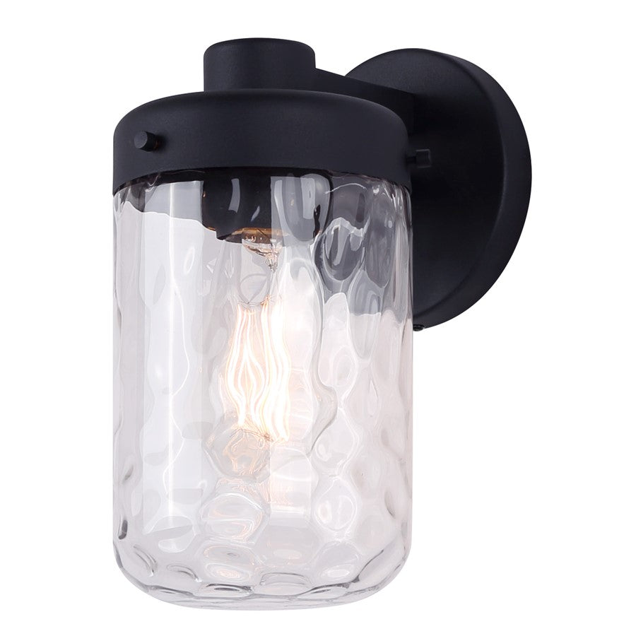 Canarm Juno 10in 1-Light Outdoor Lantern | Black Metal and Clear Textured Glass | Entryway & Patio | 5 x 7 x 10 in | Model IOL637BK