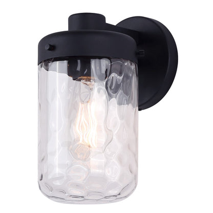 Canarm Juno 10in 1-Light Outdoor Lantern | Black Metal and Clear Textured Glass | Entryway & Patio | 5 x 7 x 10 in | Model IOL637BK