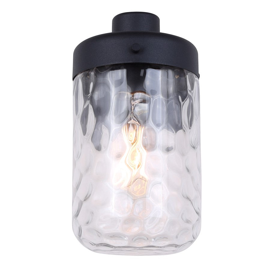 Canarm Juno 10in 1-Light Outdoor Lantern | Black Metal and Clear Textured Glass | Entryway & Patio | 5 x 7 x 10 in | Model IOL637BK